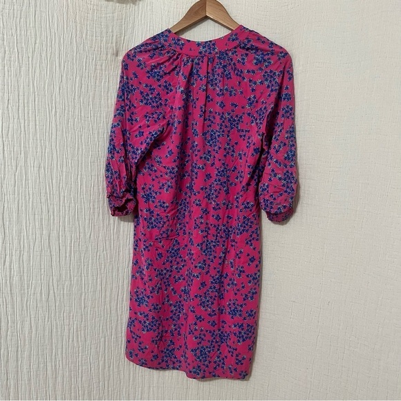 Draper James RSVL Floral Smocked Sleeve V Neck Pink Blue Mini Dress Women Size S - Picture 5 of 7